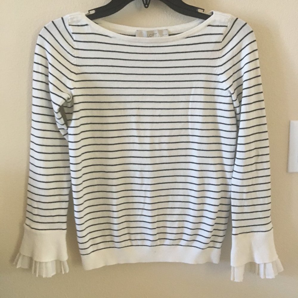 EUC LOFT | Striped Boat Neck Long Sleeve Sweater